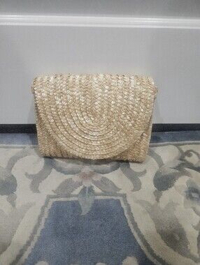 EWC brandWoven Straw Clutch Bag in Natural Beige